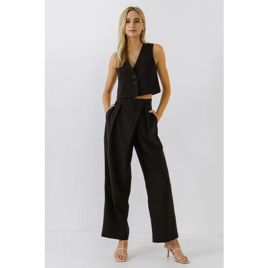 Endless Rose Cropped Vest Tops Black - Image 2