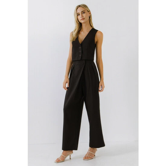 Endless Rose Cropped Vest Tops Black - Image 3