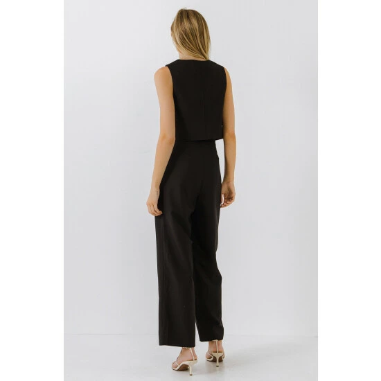 Endless Rose Cropped Vest Tops Black - Image 4