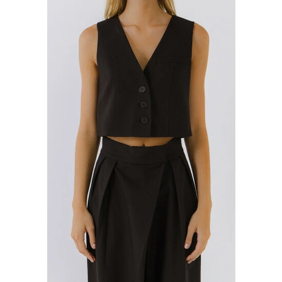 Endless Rose Cropped Vest Tops Black - Image 5