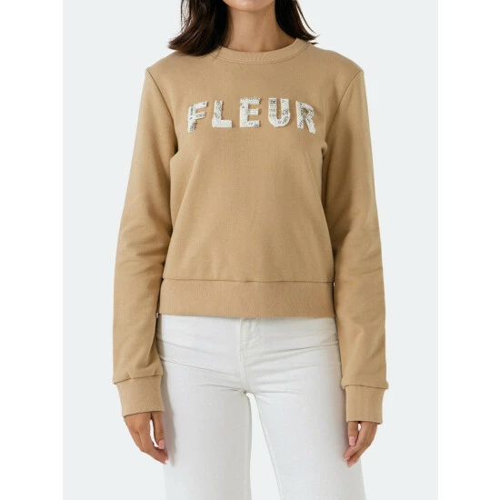 Endless Rose Beads Lettering Patch Sweatshirt Sweatshirts & Sweaters Black - Image 2