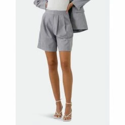 Endless Rose Pleated Tailored Shorts Grey