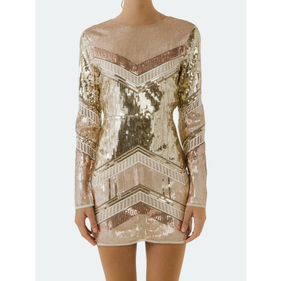 Endless Rose Multi Sequins Back Cut-out Mini Dress Dresses Pink Multi - Image 6