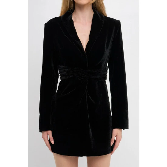 Endless Rose Long-Sleeved Velvet Mini Dress Dresses Black - Image 3