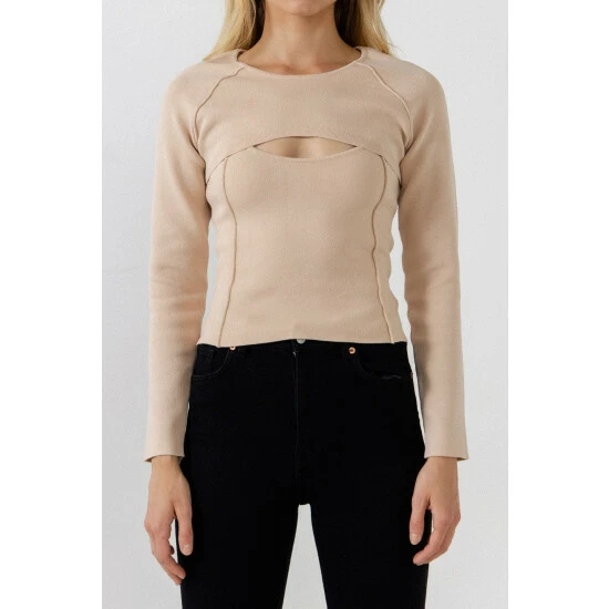 Endless Rose Cropped 2 Piece Set Sweater Sweatshirts & Sweaters Ivory - Image 2