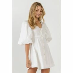 Endless Rose Buttons Detail Mini Dress Dresses White