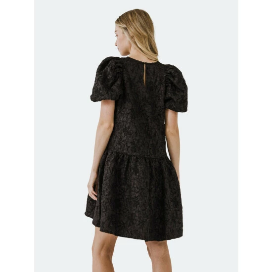 Endless Rose Puff Sleeve Drop Waist Dress Dresses Black - Image 4