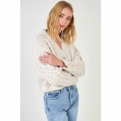 Endless Rose Jewel Button Cardigan Sweatshirts & Sweaters Cream