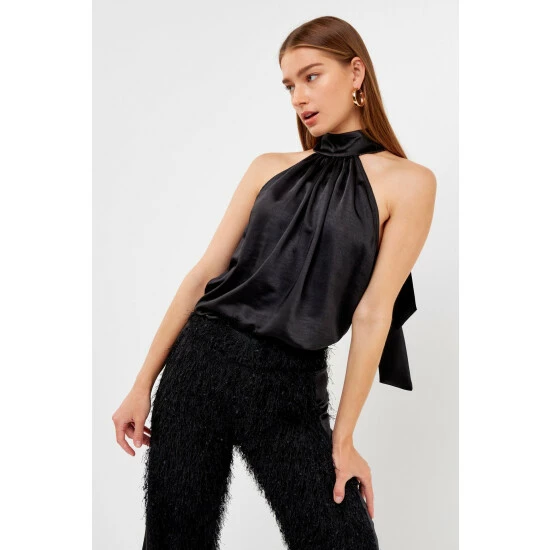 Endless Rose Satin Top Tops Black - Image 4