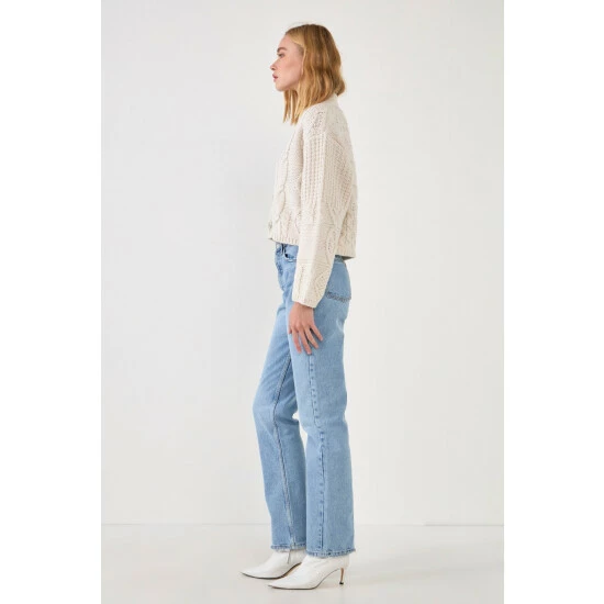 Endless Rose Jewel Button Cardigan Sweatshirts & Sweaters Cream - Image 3