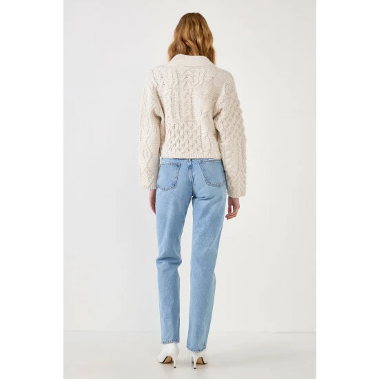 Endless Rose Jewel Button Cardigan Sweatshirts & Sweaters Cream - Image 4