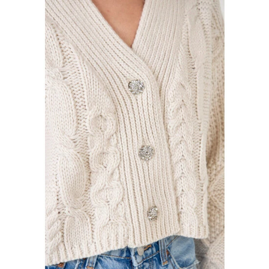Endless Rose Jewel Button Cardigan Sweatshirts & Sweaters Cream - Image 6