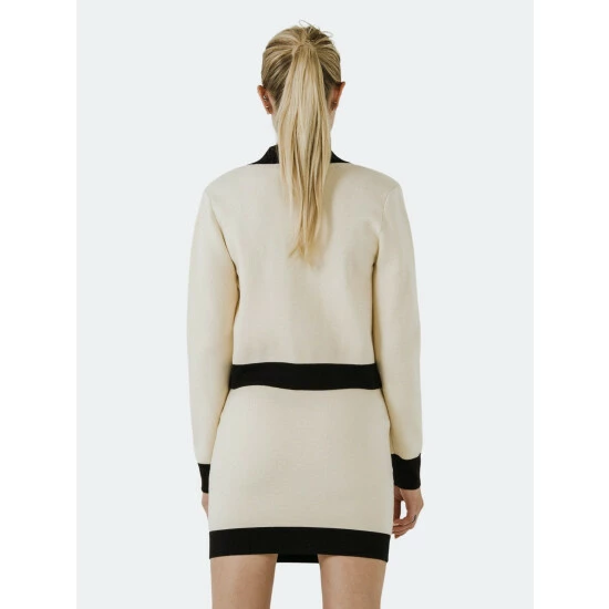 Endless Rose Ornamental Buttoned Contrast Cardigan Sweatshirts & Sweaters Ivory - Image 4