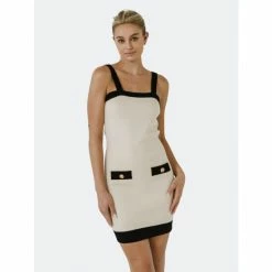 Endless Rose Ornamental Buttoned Contrast Dress Dresses Ivory