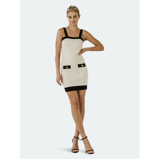 Endless Rose Ornamental Buttoned Contrast Dress Dresses Ivory 2 Endless Rose Ornamental Buttoned Contrast Dress Dresses Ivory - Image 2