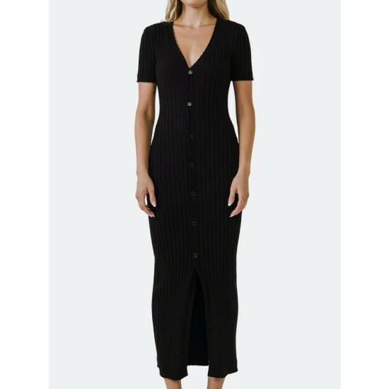 Endless Rose Button Down Knit Maxi Dress Dresses Camel - Image 5