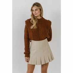 Endless Rose Pleated Faux Leather Skirt Skirts Black