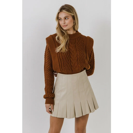 Endless Rose Pleated Faux Leather Skirt Skirts Black