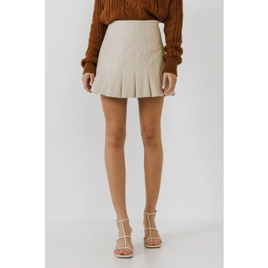 Endless Rose Pleated Faux Leather Skirt Skirts Black - Image 2