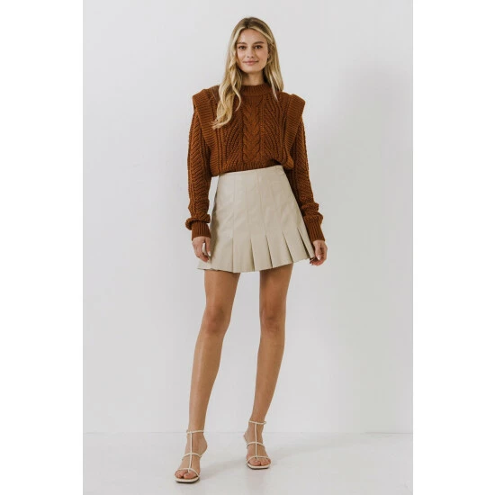 Endless Rose Pleated Faux Leather Skirt Skirts Black - Image 3