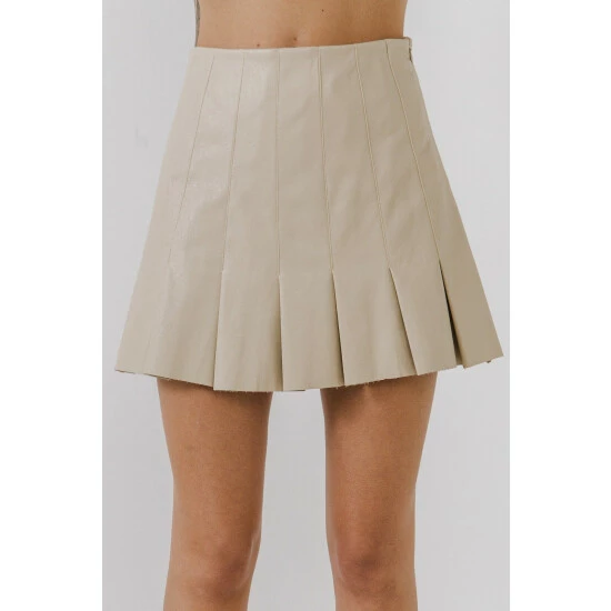 Endless Rose Pleated Faux Leather Skirt Skirts Black - Image 4