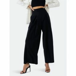 Endless Rose Pleated Detail Wide Pants Black