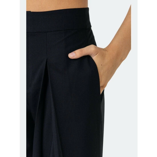 Endless Rose Pleated Detail Wide Pants Black - Image 3