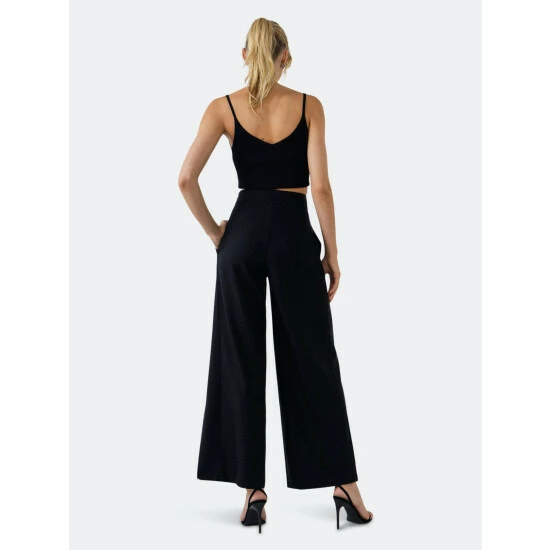 Endless Rose Pleated Detail Wide Pants Black - Image 4