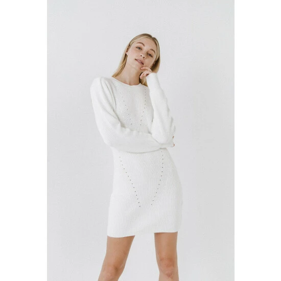 Endless Rose Sweater Mini Dress Dresses Ivory - Image 3