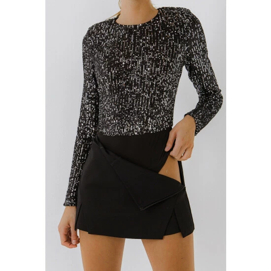 Endless Rose Sequins Bodysuit Tops Ivory - Image 5