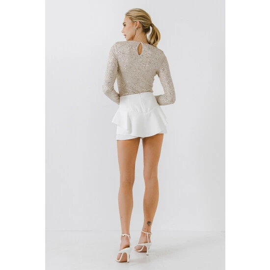 Endless Rose Sequins Bodysuit Tops Ivory - Image 8