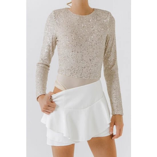 Endless Rose Sequins Bodysuit Tops Ivory - Image 9