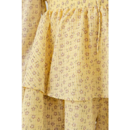 Endless Rose Ruched Front Long Sleeve Floral Romper Jumpsuits & Rompers Yellow - Image 6