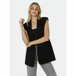 Endless Rose Shoulder Pad Vest Sweatshirts & Sweaters Black