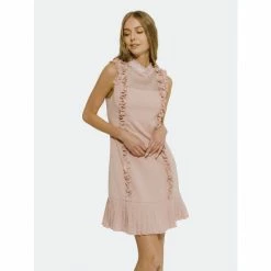 Endless Rose Mixed Media A Line Dress With Ruffle Details Dresses Powder Pink