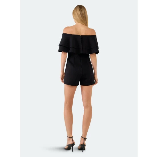 Endless Rose Off The Shoulder Ruffled Romper Jumpsuits & Rompers White - Image 4