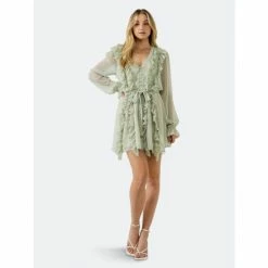 Endless Rose Button Down Ruffle Mini Dress Dresses Pistachio