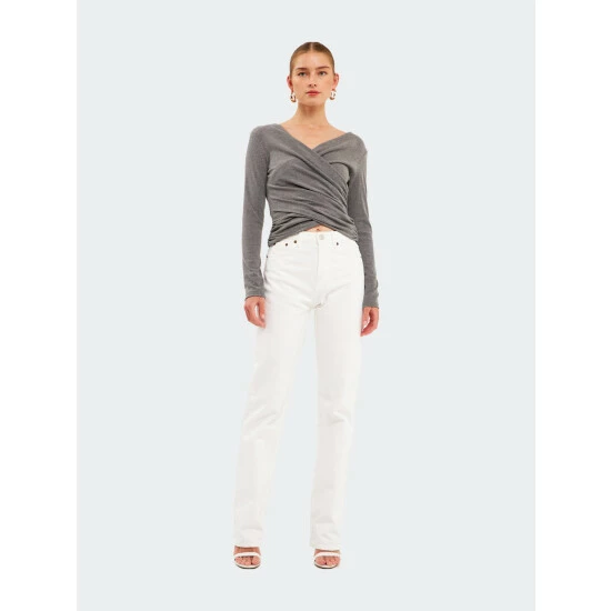 Endless Rose Shirring Detail Fitted Top Tops Black - Image 3