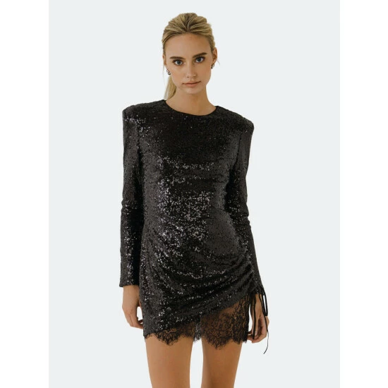 Endless Rose Sequins Dress With Lace Dresses Black - Image 2
