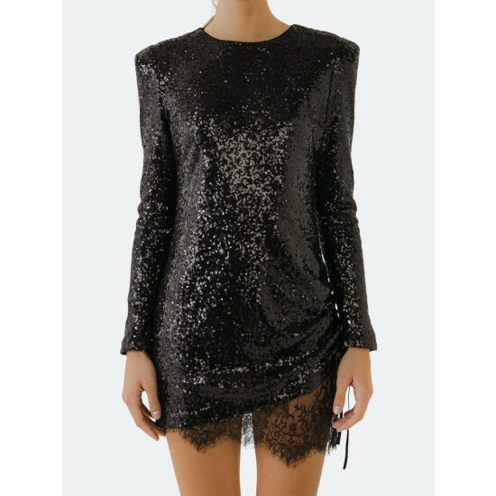 Endless Rose Sequins Dress With Lace Dresses Black - Image 7