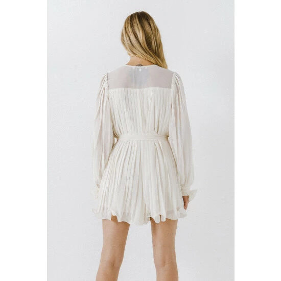 Endless Rose Pleated Romper Jumpsuits & Rompers Ivory - Image 4