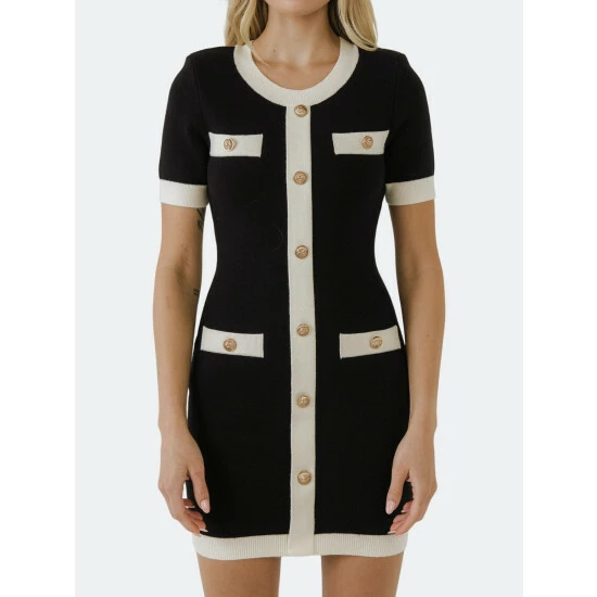 Endless Rose Knit Dress With Contrast Ribbing Dresses Cream - Image 3