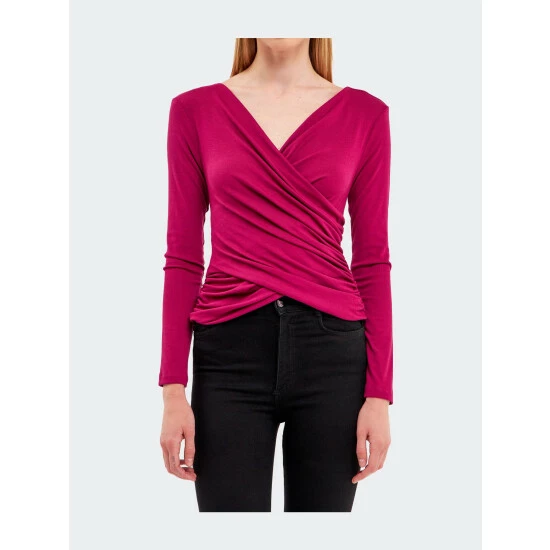 Endless Rose Shirring Detail Fitted Top Tops Black - Image 7