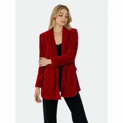 Endless Rose Velvet Single Breasted Blazer Coats, Jackets & Blazers Wine