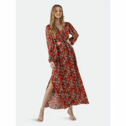 Endless Rose Side Cut Out Floral Maxi Dress Dresses Black/red