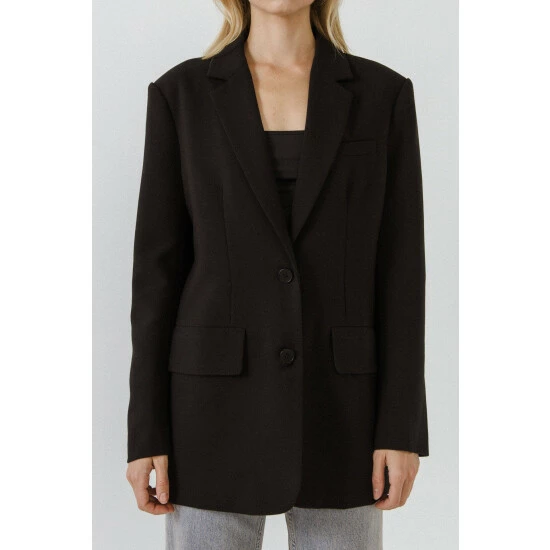 Endless Rose Oversized Double Button Blazer Coats, Jackets & Blazers Black - Image 2