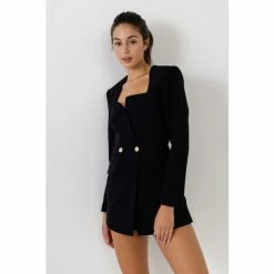 Endless Rose Blazer Romper Jumpsuits & Rompers Jet Black