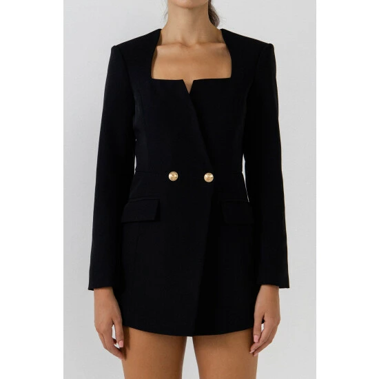 Endless Rose Blazer Romper Jumpsuits & Rompers Jet Black - Image 3