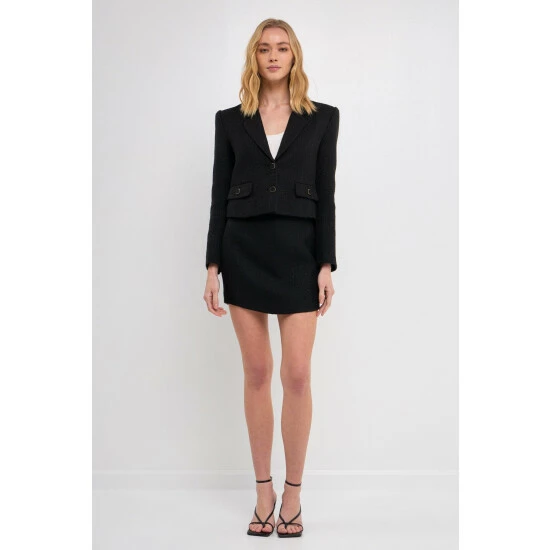 Endless Rose Cropped Tweed Blazer Coats, Jackets & Blazers White - Image 2