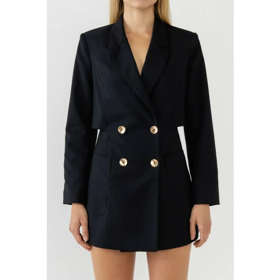 Endless Rose Open Back Blazer Romper Jumpsuits & Rompers Black 1 Endless Rose Open Back Blazer Romper Jumpsuits & Rompers Black